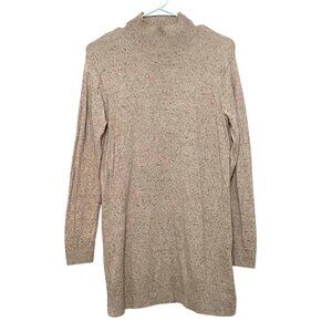 J Jill Mock Neck Pullover Sweater Womens XS Beige Speckled Light Academia Preppy